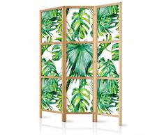 murando Paravento Monstera 135x171 cm 3 parti Stampa unilaterale su tela in TNT Parete Divisoria Interno Separatore Stanza Pieghevole Decorazioni Legno Giappone b-B-0295-z-b