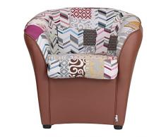 Totò Piccinni Poltrona POZZETTO Imbottita Artigianale in Ecopelle Design Made in Italy (Patchwork Marrone)