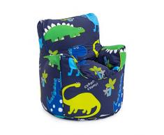 Ready Steady Bed Poltrona per bambini, pouf, comoda mobilia per bambini, morbida e sicura per bambini, per sala giochi, sedia ergonomica (dinosauri)
