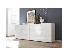 Web Convenienza Madia con 4 Ante Made in Italy – Credenza Contenitore Collezione Miro per Soggiorno Cucina Ingresso Sala da Pranzo Mobile Design moderno originale Bianco Lucido Serigrafato