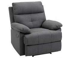 HOMCOM Poltrona Relax Reclinabile con Poggiapiedi Imbottita Rivestimento in Microfibra, Grigio, 84x95x97cm