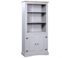 vidaXL Legno di Pino Messicano Credenza Corona Range con Ripiani Aperti e Ante Robusta Rustica Armadietto Madia Espositore Grigio 80x40x170 cm