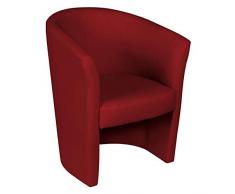 Dmora Poltroncina finta pelle Salotto, Imbottita, 65 x 78 x 60, Poltrona da Camera (Rosso)