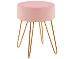 Duhome Sgabello Rotondo in Tessuto Velluto poggiapiedi Imbottitura Piedini in Metallo Selezione Colore 9111, Colore:Rosa, Materiale:Velluto
