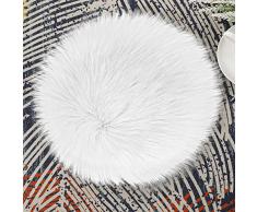 Molain Tappeto per sedia in finta pelliccia, 25 cm, con motivo sfocato, per fotografia, sfondo, per casa, soggiorno, divano, camera da letto, pavimento (bianco rotondo)