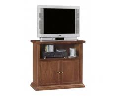 Mar.c.a. Design - Mobile Porta TV da Terra Noce Scuro in Legno di Pioppo con 2 Ante e Piano Centrale per Impianto - Mobile Arte Povera - Misura 84x40x80