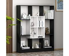 HOMIDEA Mars Libreria - Scaffale per Libri - Scaffale per Ufficio/Soggiorno dal Design Moderno (Nero/Bianco)