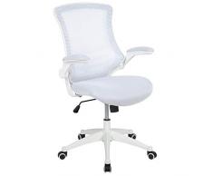 Flash Furniture Sedia da Ufficio, Metallo, plastica, Schiuma, Tessuto, Legno Tecnico, Rete Bianca con Telaio Bianco, 64.77 x 62.23 x 104.78 cm