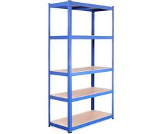 G-Rack 24 Garage-180 x 90 x 45cm-Scaffalature per Carichi Pesanti, Blu-5 Ripiani