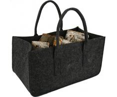 Cesto in feltro grigio scuro per giornali e legna da ardere