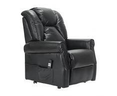 POLTRONE ITALIA Angela 2 motori Pelle Poltrona relax Alzapersona Detraibile 19% Roller System schienale fiocco seduta micromolle poltrona elettrica poltrona per anziani Nero