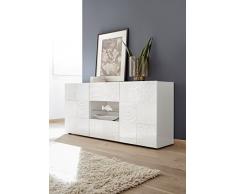 Arredocasagmb.it Mobile Contenitore 2 Ante 2 cassetti Moderno Bianco Lucido Ante con Serigrafia Soggiorno Madia Buffet con sportelli Design Mira 07