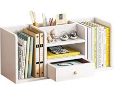 SAAKO Scaffale da scrivania Scaffale Per Libri Da Tavolo A Tre Livelli Scaffale Per Cd Scaffale Per Libri Piccolo Scaffale Per Libri Alto 9,84 Pollici (bianco)