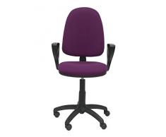 PIQUERAS Y CRESPO Modello 04CP - Sedia da ufficio ergonomica con meccanismo di contatto permanente e regolabile in altezza - Sedile e schienale imbottiti in tessuto BALI colore porpora (BRACCIOLI FISSI INCLUSI)