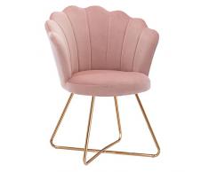 Duhome sedia imbottita poltrona lounge design retro con piedini in metallo 8057C, colore:rosa chiaro, materiale:velluto