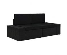 Goliraya Divano Modulare a 2 Posti/ 3 Posti da Giardino in Polyrattan con Cuscini Arredi da Esterno Divano Divano da Esterno Nero
