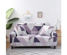 Copridivano Elasticizzato Stampa Copripoltrona Fodere Copridivani Elastico 3 Posti Sofa Mobili Protettore Copertura Divano Antiscivolo Motivo geometrico viola Copridivano Elasticizzato