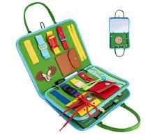 Achiyway Busy Board per Bambini, Giochi Montessori con Lavagna, Giochi Educativi per 3 4 5 Anni, con Lavagnette, Fibbie, Cerniere, Lacci, Bottoni, per Bambini Regalo di Natale