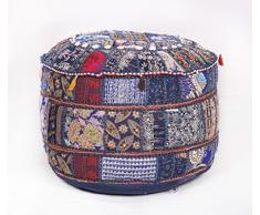 Vintage Pouf ottomano Indiano Ricamato Decorativo Etnico Arte