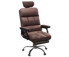 Sedia da ufficio Scrivania direzionale Schienale alto Sedia per computer Altezza regolabile e sedia operativa girevole Sedia con supporto lombare, Pelle PU, Funzione di inclinazione a 90°~130°