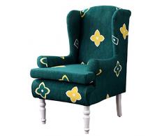 SINKITA Fodera per Sedia A Orecchioni,Elasticizzato Elastico Sedia Poltrona Caratteristica Morbida Coprisedili Wingback Fodere per Sedia in Tessuto Spandex con Schienale Alato-Motivo J