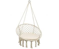 Mercury Poltrona Sospesa, Sedia Amaca, Sedia ad Altalena, Sedia a Dondolo Sospesa Esterno, Poltrona Sospesa Altalena in Costruzione Robusta, Portante 150 kg (XL, Beige)