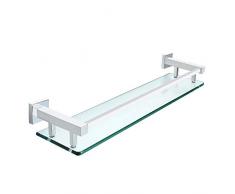 SAYAYO Mensole Bagno Mensola Doccia Mensola Vetro con binario a parete, 50 CM Acciaio Inossidabile SUS304 Cromo Lucido, EGC2000