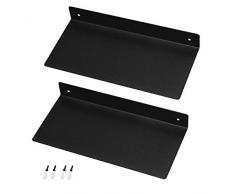 Mensole da Muro in Ferro, 30cm Reggimensole con Disegno Industriale di Decorazione Scaffale, Staffe Mensole Moderna per Scaffale CD DVD per Soggiorno, Camera da Letto, Caffeteria, Bar/2Pezzi/Nero