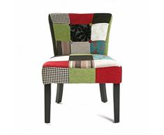Versa Mimma Poltrona Patchwork, Legno, Multicolore (Verde/Nero/Rosso), 64 x 50 x 73 cm