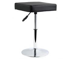 FURWOO - Sgabello quadrato in pelle PU, altezza regolabile, sgabello girevole da lavoro, per garage, medico, spa, barbiere, piccoli negozi, per la casa, colore: nero