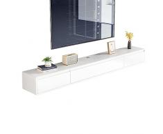YUZDNM Mobile TV Sospeso - Mobile TV Galleggiante A Parete - Mobile TV Soggiorno, Scaffale TV Media Console Entertainment Center da 140 Cm, Ripiani di Archiviazione Dvd Router WiFi (Color : E)
