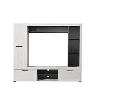 Parete attrezzata soggiorno per tv bianco venato, LAP 195x171x35 cm