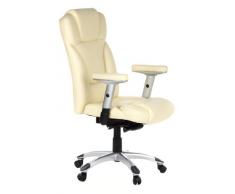 hjh OFFICE Embassy 200 Sedia da Ufficio/Poltrona Presidenziale, finta pelle, 100% Poliuretano, Crema