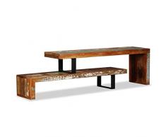 Hommdiy Mobile per TV, stile vintage, mobile per TV, mobile basso, mobile da tavolo, credenza Hi-Fi, in legno massiccio riciclato