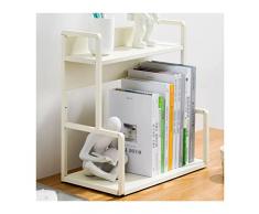 Libreria Scaffale Scaffale da scrivania bianco a 2 livelli Libreria in metallo Scaffale da scrivania Scaffale for scaffali Scaffale for organizer for forniture for ufficio a casa Organizzazione di CD,