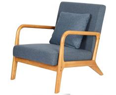 BAKAJI Poltrona Lounge Struttura in Legno, Sedia Relax salotto Lettura con cuscino Alta Densità 12 cm, Arredamento Design Stile Nordico Elegante, seduta Extra Morbida, Dim. 63 x 84 x 80 cm (Blue)