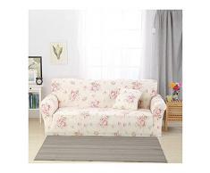 Daesar Copridivani Elasticizzati 2 Posti, Copripoltrona Universale Elasticizzato Fantasia Fiori Copridivano Beige Rosa (Poliestere 2 Posti)