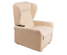 Salute Center Poltrona motorizzta Relax a Due Motori con 4 Ruote per Anziani e disabili Microfibra antimacchia sfoderabile Palermo4 (Beige)