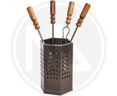 Set Camino 5 Pezzi in Ferro Ferro Battuto con Manico in Legno mod.669A