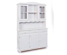 Dmora Mobile Buffet credenza vetrina Shabby, Pino massello, 130 x 198 x 32 cm