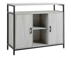 homcom Credenza Moderna in Legno con 2 Armadietti e Ripiani, Mobile Cucina e per Ingresso Grigio Chiaro, 100x34x87.2cm