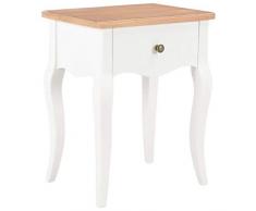vidaXL Comodino Bianco e Marrone 40x30x50 cm Legno Massello di Pino Tavolino Comodo Funzionale Durevole Robusto Resistente Elegante Pratico Solido