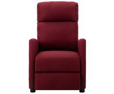 vidaXL Poltrona Massaggio Elettrica Reclinabile Rosso Vino in Tessuto