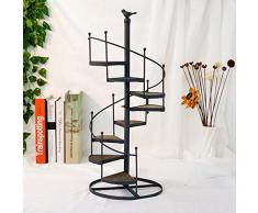 GLXQIJ Vaso di Fiori Scaffali Ferro Metallo Nero Scala Espositore A Chiocciola 8 Tier, Europeo Retro Casa Ornamenti Scaffale Giardino Decorativo Pianta Stand, 35 * 100CM