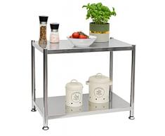 EYEPOWER shelfr 2 Ripiani Scaffale in Acciaio Inox - 60kg Scaffalatura Metallo 61x36x50 Portaoggetti Cucina