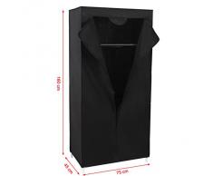 SONGMICS Armadio Cabina Guardaroba Appendiabiti In Acciaio Tessuto 160 x 75 x 45 cm Nero RYG83H