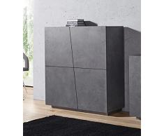 Dmora Credenza moderna di design a 4 ante battenti, Made in Italy, Buffet da cucina, Madia con scaffali da cucina, cm 120x43h126, colore Grigio Ardesia