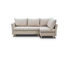 mb-moebel Divano ad angolo Destro/Sinistro in letto Convertibile con Baule 3/4 Posti - in Tessuto, Gambe in Legno - Soggiorno & Soggiorno - 233x148x90cm - Amigo (Divano ad angolo Destro, Beige)