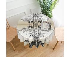 DMORJ Tovaglia rotonda in poliestere lavabile, ideale per tavoli da buffet, feste, picnic e picnic, motivo: albero di bambù e fiori di ciliegio