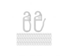 60 x Ganci Tenda con Occhielli da 4 mm, per Anelli per Tende Fino a Ø 4 mm, Bianco, per Binari e Bastoni per Tende, Gancetti per Tende da 4 mm, Accessori per Tende, Ganci Tende da 4 mm, Ganci a Clip